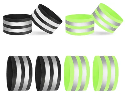 Productafbeelding van Reflecterende band - Reflectorband - Elastisch - 40 x 5 cm - Set van 8 stuks - Groen en zwart - Voor hardlopen en fietsen