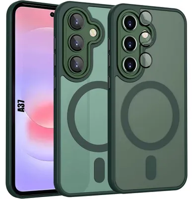 Image de Coque pour Samsung Galaxy A37 5G, avec Cercle Magnétique et Protection Caméra - Vert Nuit