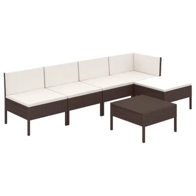 Obrázek produktu pro vidaXL 6dílná zahradní lounge souprava s polštáři Poly ratan hnědá