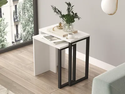 Obrázek produktu pro Skye Decor, On7-W, stolová sestava (2 kusy), 100 % MELAMÍNOVÁ DESKA, bílá, 51 x 29,5 x 52,8 cm
