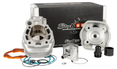 Zdjęcie produktu dla Zestaw cylindra Stage6 Big Racing, 88 ccm, średnica tłoka 45 mm, wykonany z aluminium, przeznaczony do silnika AM6, kompatybilny z Rieju MRT 50
