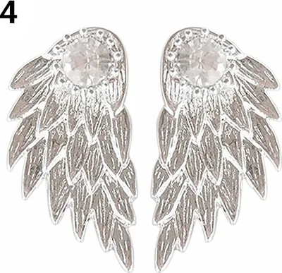 Produktbild von 1 Paar Damen-Ohrstecker, modisch, Weihnachtsgeschenk, Engelsflügel, Strass-Intarsien-Silber