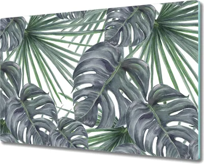 Produktbild von Glas-Herdabdeckplatte Glaskeramikfeldabdeckung Spritzschutz - 80x52 cm - Exotische Pflanzen