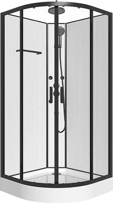 Produktbild von Duschkabine mit Hydromassage - Bambusfasern - Schwarz matt - 80 x 80 x 225 cm - ZALIFA