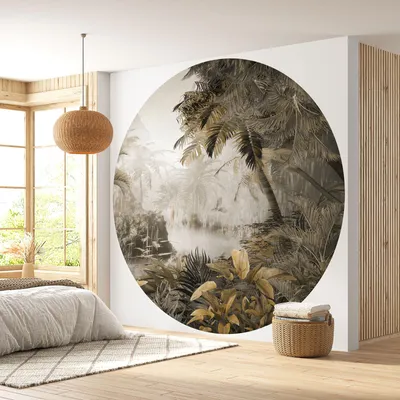 Produktbild von Runde Tapete / Kreis - Lumaléa - Tropischer Regenwald - Standardpapier 170 g, abwaschbar - Durchmesser 90 cm
