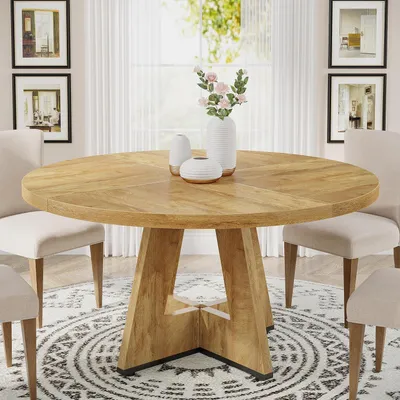 Produktbild von Runder Esstisch Holz 119,4 cm Bauernhausstil für 4 Personen helles Holz