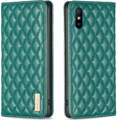 Produktbild von Redmi 9A Hülle, Elegant Bookstyle Flip Leder Kartenfächer Schutzhülle mit Ständer für Xiaomi Redmi 9A Grün