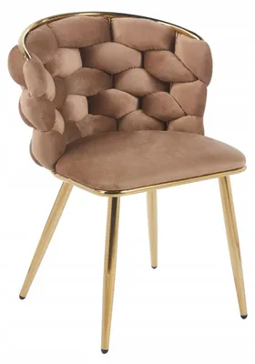 Obrázek produktu pro Designová jídelní židle EVANDOR - cappuccino / zlatá