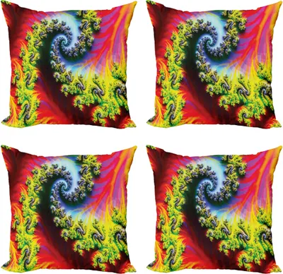 Produktbild von ABAKUHAUS Astral Kissenbezug Set (4 Stück), Abstrakt Fantasie Psychedelische, Moderner Doppelseitiger Digitaldruck, 50 cm x 50 cm, Mehrfarbig