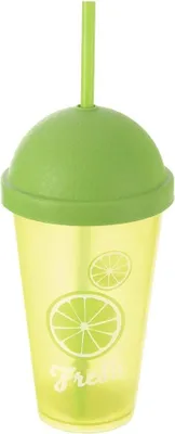 Obrázek produktu pro Hrnek s víčkem a brčkem na smoothie a ledový čaj