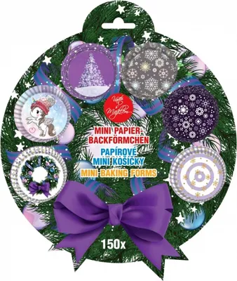 Produktbild von Papier Mini Cupcakes Weihnachten Lila 150St