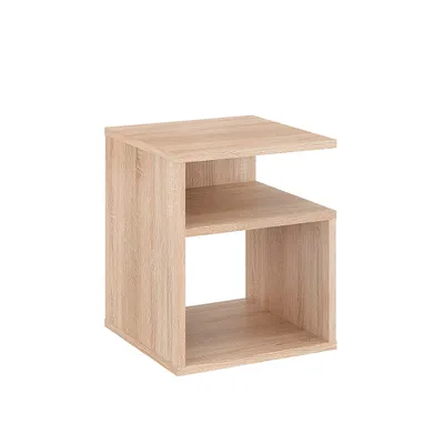 Produktbild von KOMTO Nachttisch Sonoma – Nachtschrank, Beistelltisch mit 2 offene Fächer, Nachtischschrank für Schlafzimmer, Wohnzimmer | Bedside Table KABA