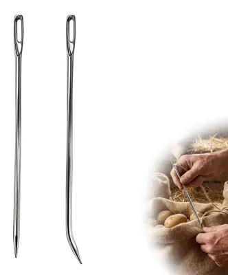 Nähnadeln 17 cm, 2 Stück, großes Öhr, gerade & gebogen