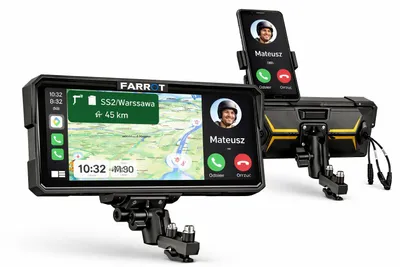 Obrázek produktu pro FARROT M780 Navigace na motorku 8.1" IPS, Bezdrátový CarPlay a Android Auto, Dual Bluetooth, Voděodolná IPX8