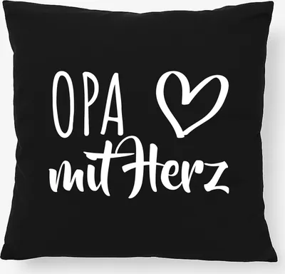 Produktbild von Huuraa Kissen Opa mit Herz 40x40cm mit Füllung Black Baumwolle Dekokissen Geschenkidee