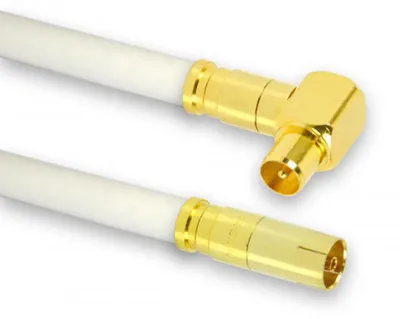 Produktbild von 10m PremiumX TV Antennenkabel Digital Fernsehkabel Innenleiter REINES KUPFER mit vergoldeten Kompressionsstecker TV-GM1-90 (90° männlich) + TV-GF1 (weiblich) | PREMIUM HDTV Kabel | Koaxialkabel | Stecker zu Buchse