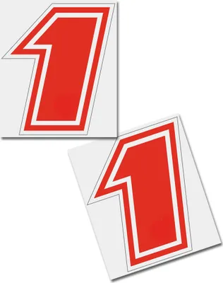 Produktbild von Startnummer Aufkleber 2er Set, Schrift Brünn, # 1, rot