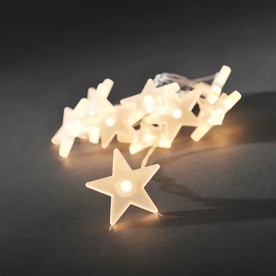 Produktbild von Konstsmide - LED Dekolichterkette, gefrostete Sterne, 10 warm weiße Dioden, batteriebetrieben, Innen, 3 x AA 1.5V (exkl.); 1405-133