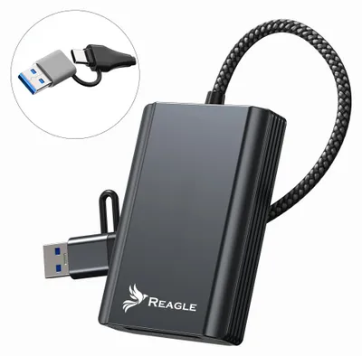 Produktbild von Kartenlesegeräte CFexpress Typ B ,USB 3.2 Gen 2 10 Gbit/s 2in1 USB-C USB-A für Speicherkarten bis 2 TB Kartenleser Aluminiumgehäuse, REAGLE