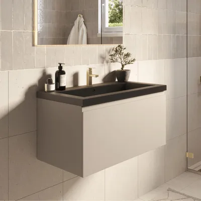 Zdjęcie produktu dla LOMAZOO MODENA 80 cm, greige, czarna umywalka