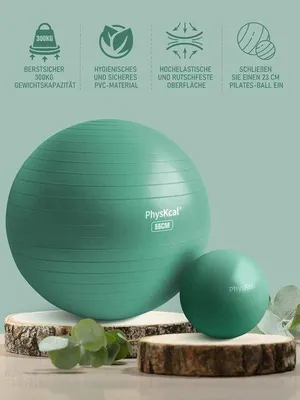 Image de Ballon de gymnastique vert épais de 55 cm et ballon de Pilates de 23 cm : anti-éclatement, antidérapant, ballon d'assise, ballon d'équilibre, ballon de yoga