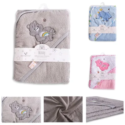 Produktbild von Cangaroo Baby-Kapuzenhandtuch Manny 76 x 76 cm Babyhandtuch Tiermotiv Baumwolle grau