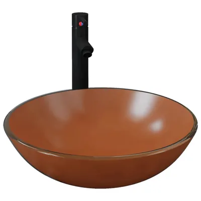 Produktbild von Badezimmer Waschbecken mit Wasserhahn und Ablaufgarnitur Braun