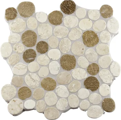 Produktbild von Mosaikfliese Marmor Kiesel 30 x 30 cm weiß-beige