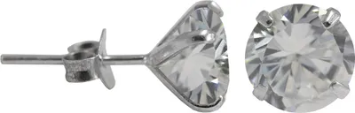 Produktbild von Ohrstecker in 925 Silber mit runden Stein Größe - 6 mm Farbe - Transparent