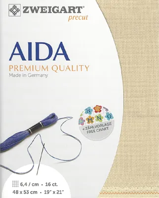 Produktbild von AIDA Zweigart precut 16 ct. Aida 3251 Farbe 3740 beige, Zählstoff für Kreuzstich 48x53cm