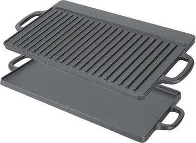Produktbild von Famanu Grillplatte Gusseisen - Doppelseitig nutzbar mit zwei Handgriffen