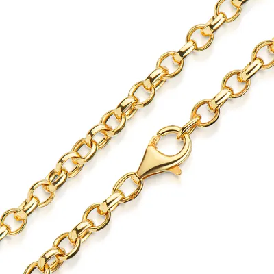 Produktbild von MATERIA Erbskette Gold Kette oval 4mm - 925 Sterling Silber Halskette Damen Herren massiv vergoldet 40-70cm