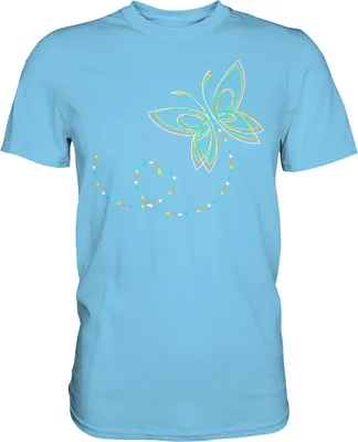 Produktbild von Frauen Bunter Schmetterling T-Shirt – Sky Blue / L