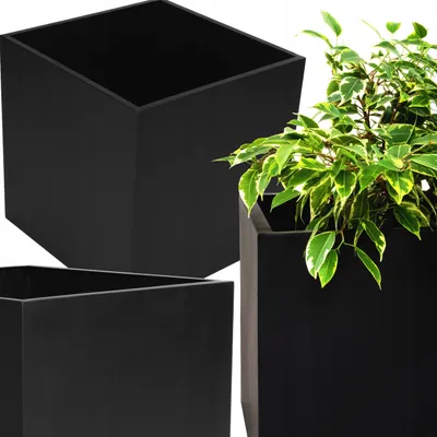 Produktbild von Blumentopf für Ständer - Metall Blumenkübel Outdoor - Pflanztopf - Pflanzkübel Groß Außen - Übertopf - Metall Blumentopf für Ständer - Blumentopf - Blumenhocker - (35x35x35 cm)