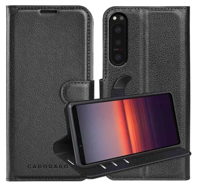 Obrázek produktu pro Cadorabo Case for Sony Xperia 5 II in PHANTOM BLACK Ochranné pouzdro s magnetickým zavíráním, funkcí stojánku a slotem na karty Flipové pouzdro Etui Handy Klapp Hülle Book Tasche