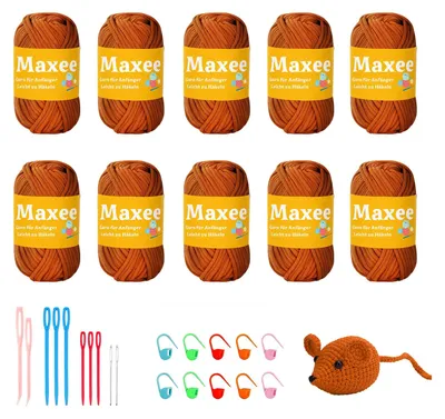 Häkelgarn-Set 10x50g, Baumwollmix, Chunky, für Anfänger