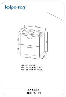 Imagen del producto de Mueble Kolpa EVELIN con lavabo, modelo OUE 65 II/2, color blanco