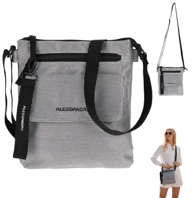 Produktbild von Handtasche Umhängetasche Damen Tasche Schultertasche Freizeittasche kleine Taschen 2 Fächer Schultergurt Alessandro Mila Mini Bag 4292 Grau + Etui