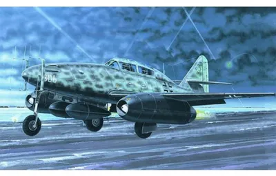 Produktbild von Modell Messerschmitt Me262 B-1a/U1 14,7x17,4cm in der Box 25x14,5x4,5cm
