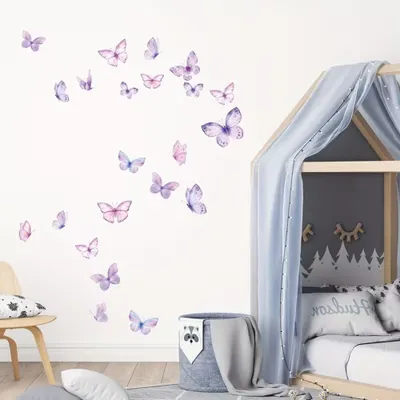 Produktbild von Schmetterling Wandsticker Set lila selbstklebend Wandtattoo ablösbar matte PVC Wanddeko Schlafzimmer Wohnzimmer Hochzeit