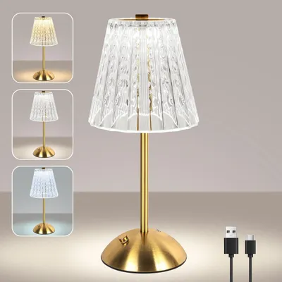 Obrázek produktu pro Bezdrátová stolní lampa s dotykovým ovládáním, LED lampa s dobíjecí baterií, 3 barvy, stmívatelná