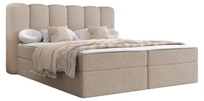 Produktbild von MIRJAN24 Boxspringbett mit zwei Bettkästen Softi I Boucle, Schlafzimmer, Dopellbett mit Topper (Farbe: Lambi 06, Größe: 160x200 cm)