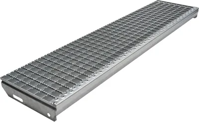 Produktbild von Gitterrost-Stufen 30 x 30 mm, feuerverzinkt, rutschhemmend - Breite: 1200 mm, Tiefe: 270 mm