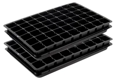 Produktbild von Anzuchtplatte mit Untersetzer, 54 Pflanzlöcher, 2er-Pack, Saatplatte für 54 Töpfe 45x45mm je Platte