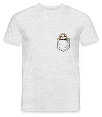 Produktbild von Spreadshirt Faultier Brusttasche Männer T-Shirt, XXL, Grau meliert