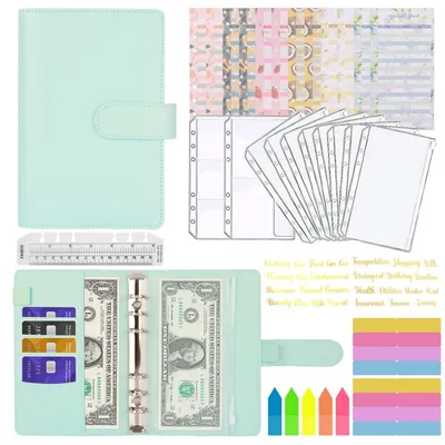 Produktbild von Budget Planer A6 Binder 29-teilig Geld Organizer Türkis mit Zubehör