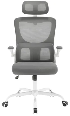 Produktbild von Ergonomischer Bürostuhl - Gamingstuhl - Höhenverstellbar - Drehbar - Wippfunktion - Netzrückenlehne - Armlehnen - Grau