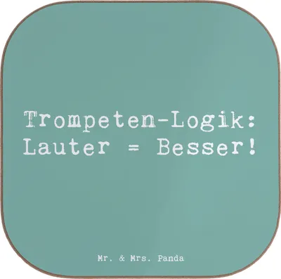 Produktbild von Mr. & Mrs. Panda Untersetzer für Gläser Spruch Trompeten Weisheit - Meeresbrise - Geschenk, Musik, Glas, Lernen, jazzig, Coaster, Trompeter, gläseruntersetzer, Instrument