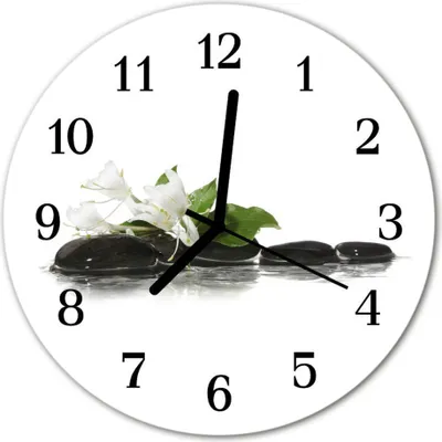 Produktbild von Glasuhr Wanduhr Küchenuhr Echt-Glas 30fi cm Zen Steine schwarz