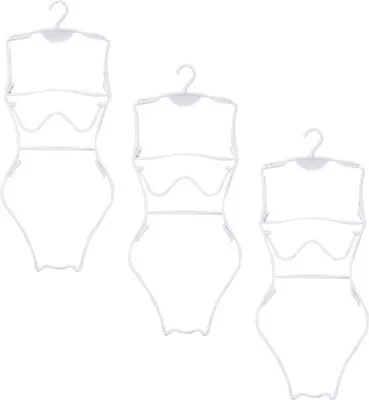 Obrázok produktu pre sada 3 plastových vešiakov na plavky | 73 cm vešiak v tvare tela v bielej farbe na spodnú bielizeň, bikiny, nočné košele | skladací tvar poprsia na detailné tvarovanie a prezentáciu vašich bikín